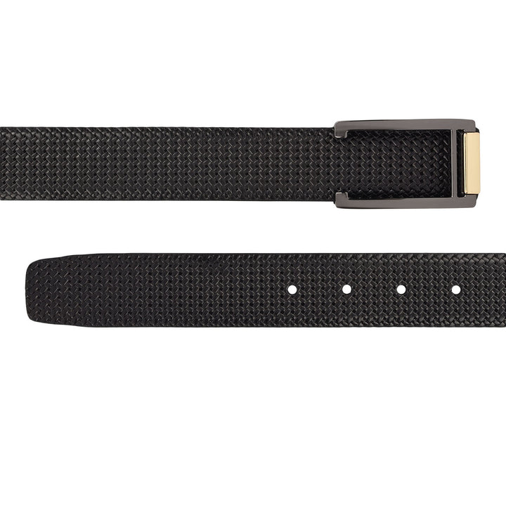 Formal Mat-Emboss Leather Mens Belt-Black