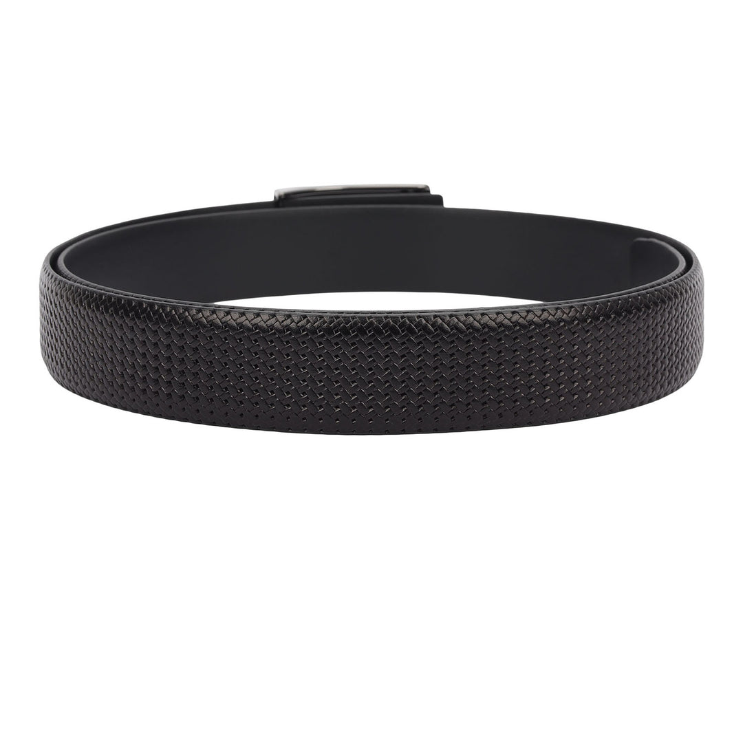 Formal Mat-Emboss Leather Mens Belt-Black