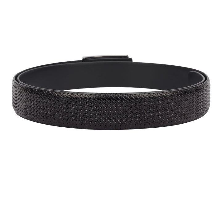 Formal Mat-Emboss Leather Mens Belt-Black