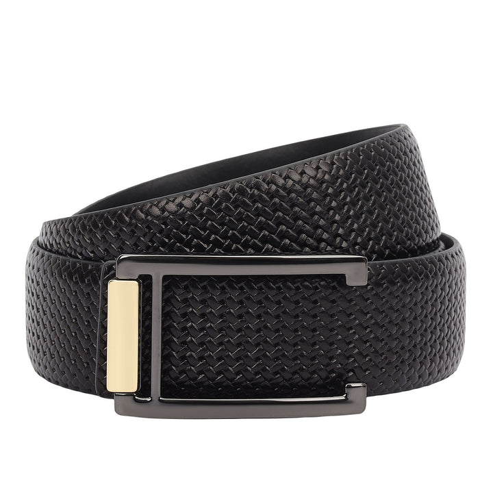 Formal Mat-Emboss Leather Mens Belt-Black
