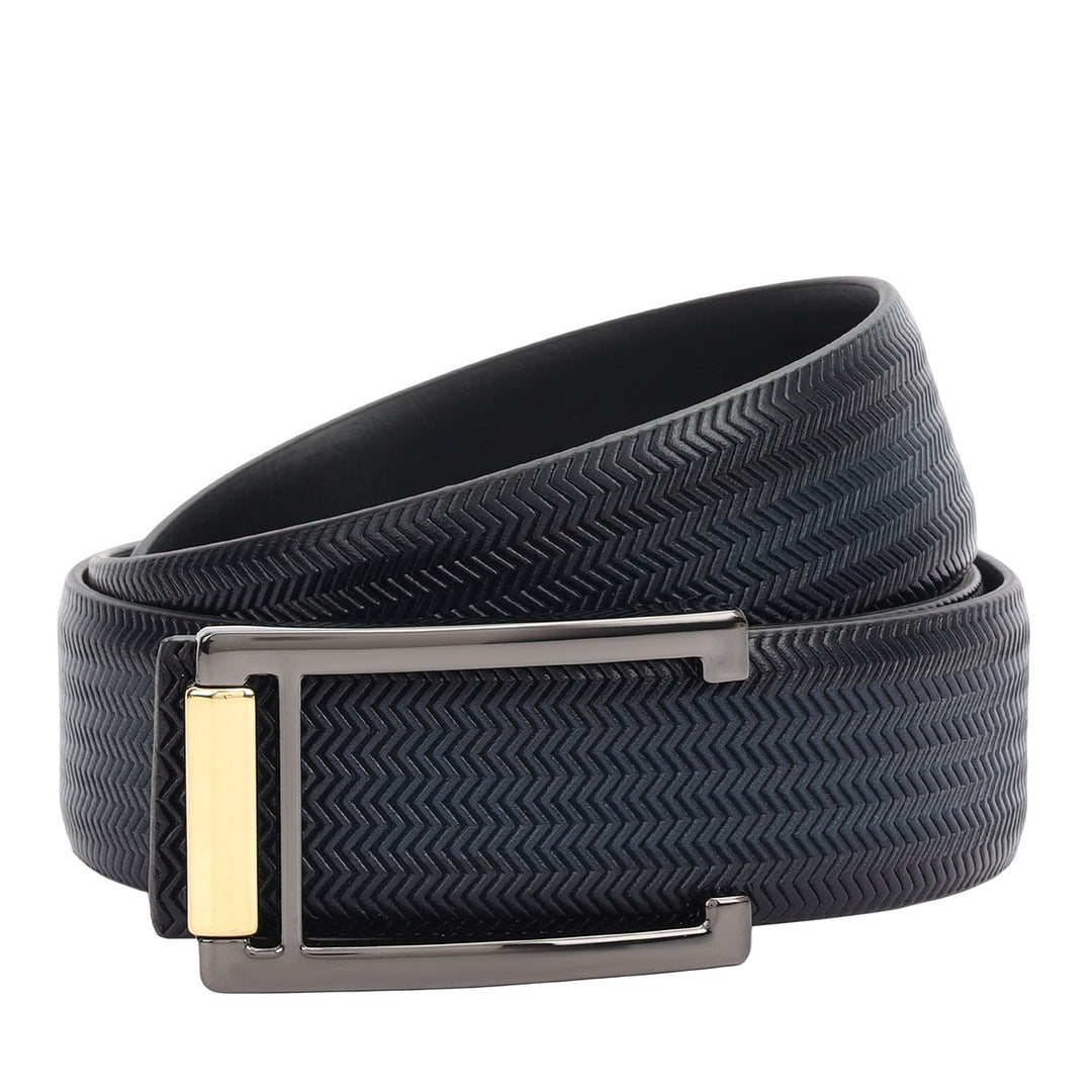 Mat-Emboss Leather Mens Belt-Navy
