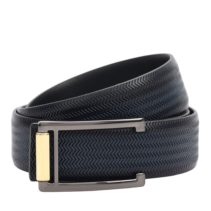 Mat-Emboss Leather Mens Belt-Navy