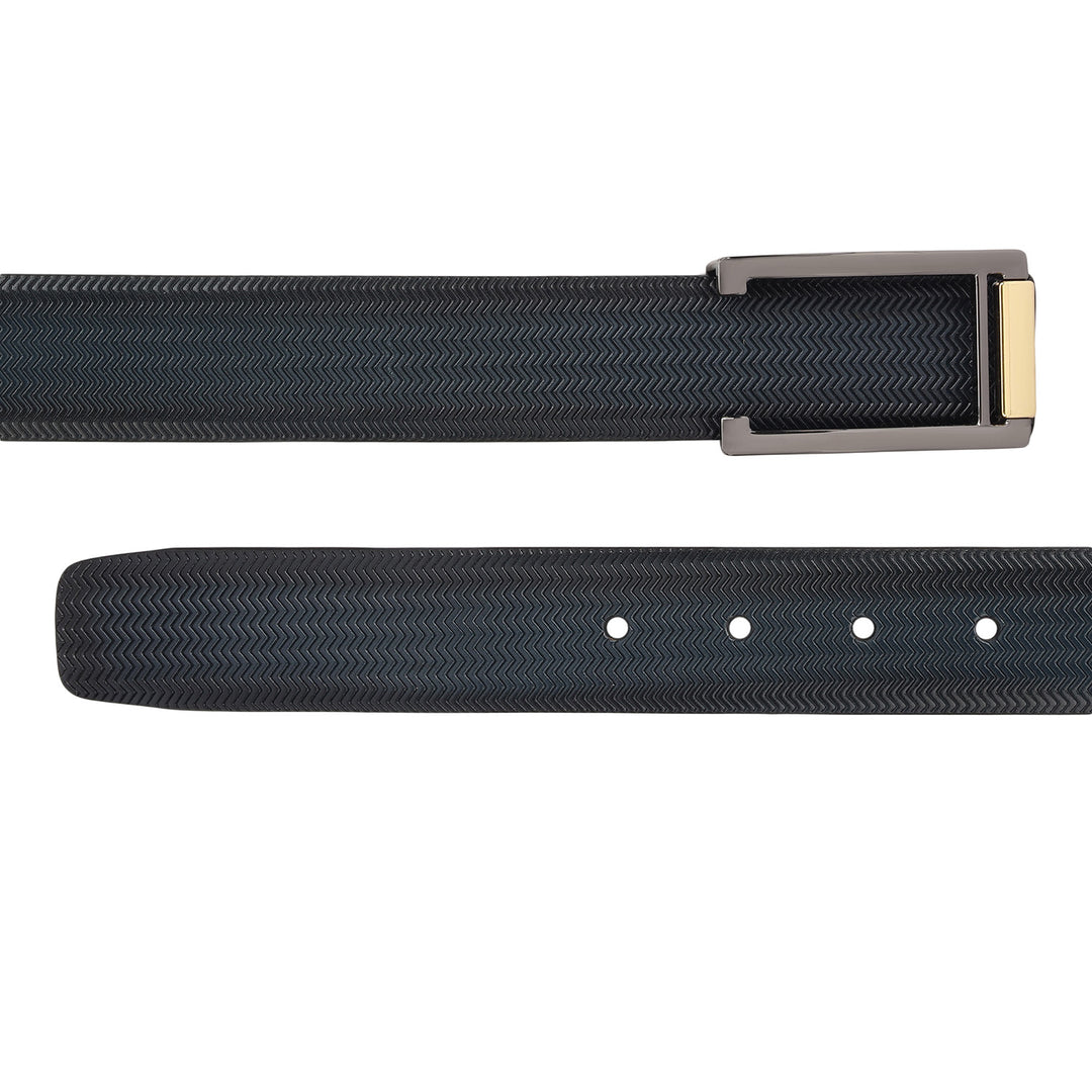 Mat-Emboss Leather Mens Belt-Navy