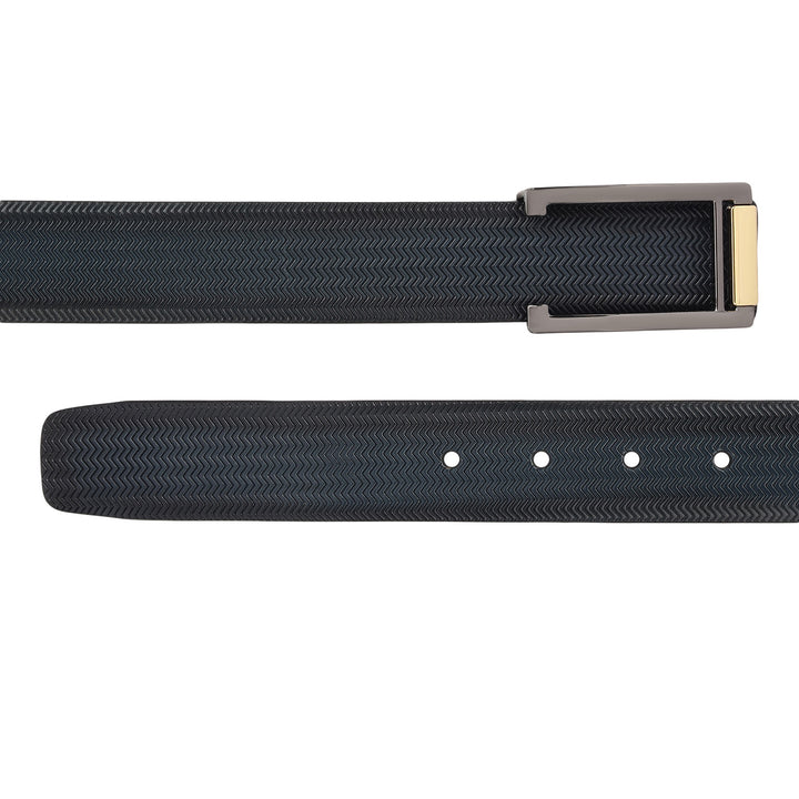 Mat-Emboss Leather Mens Belt-Navy