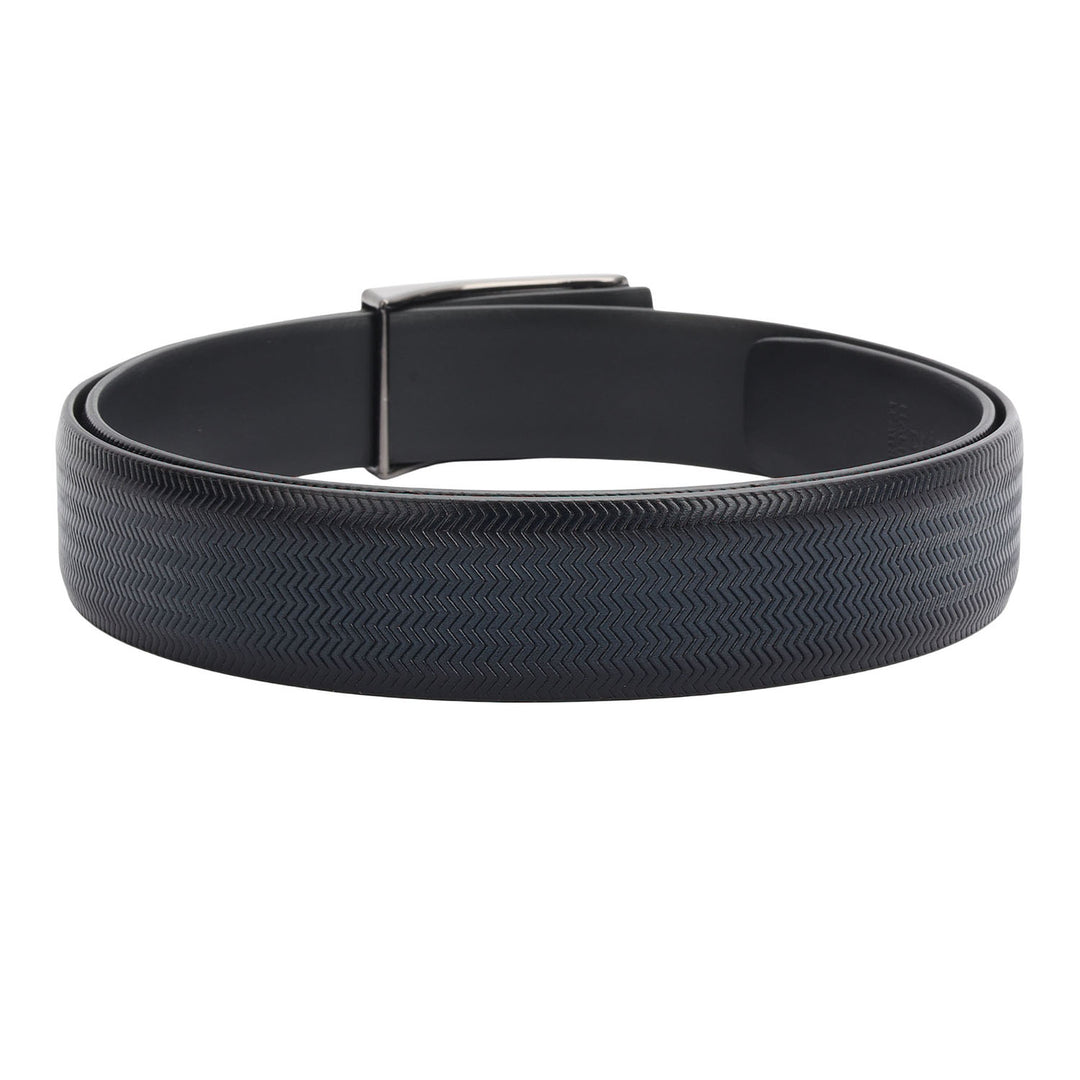 Mat-Emboss Leather Mens Belt-Navy