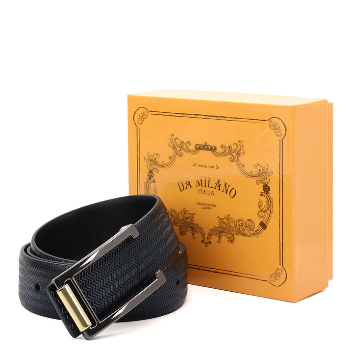 Mat-Emboss Leather Mens Belt-Navy