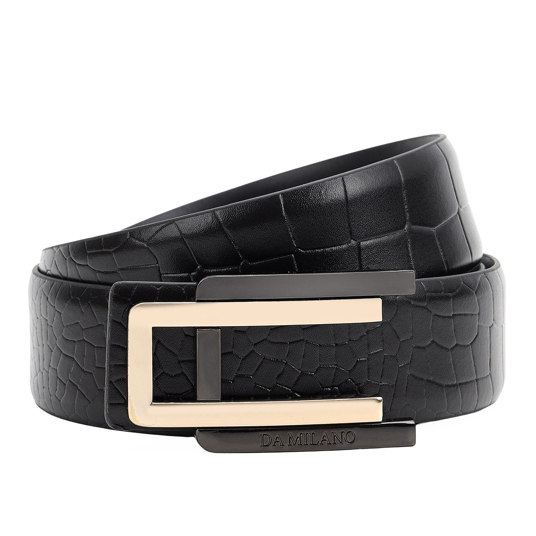 Formal Croco Leather Mens Belt-BLACK