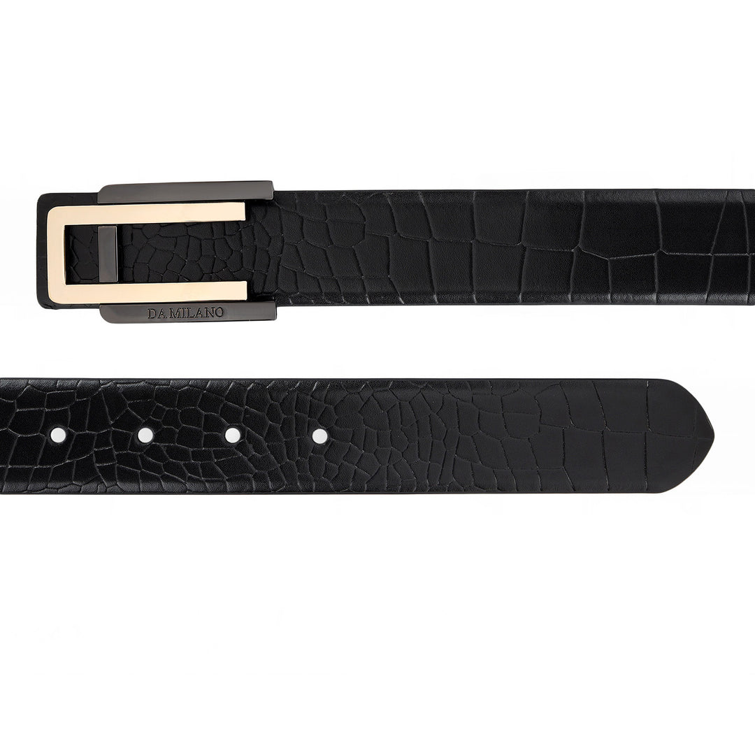 Formal Croco Leather Mens Belt-BLACK