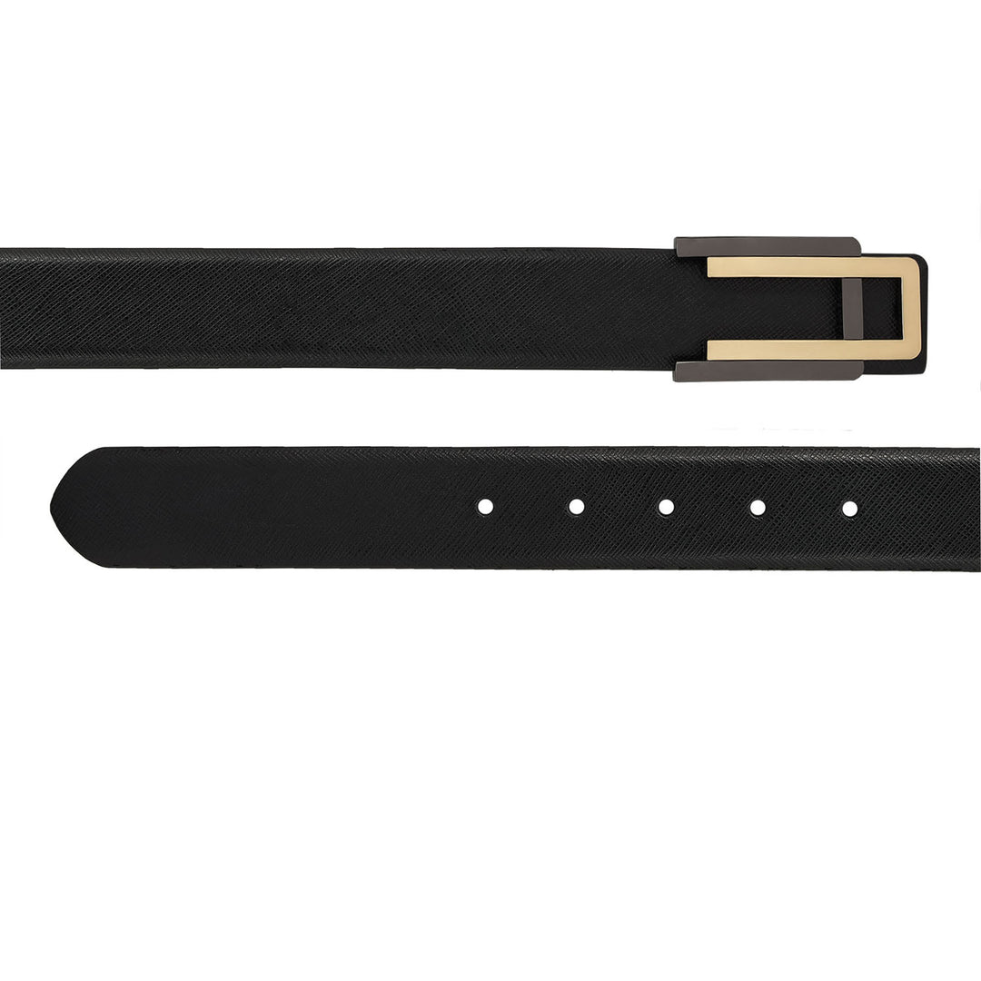 Formal Saffiano Leather Mens Belt - Black
