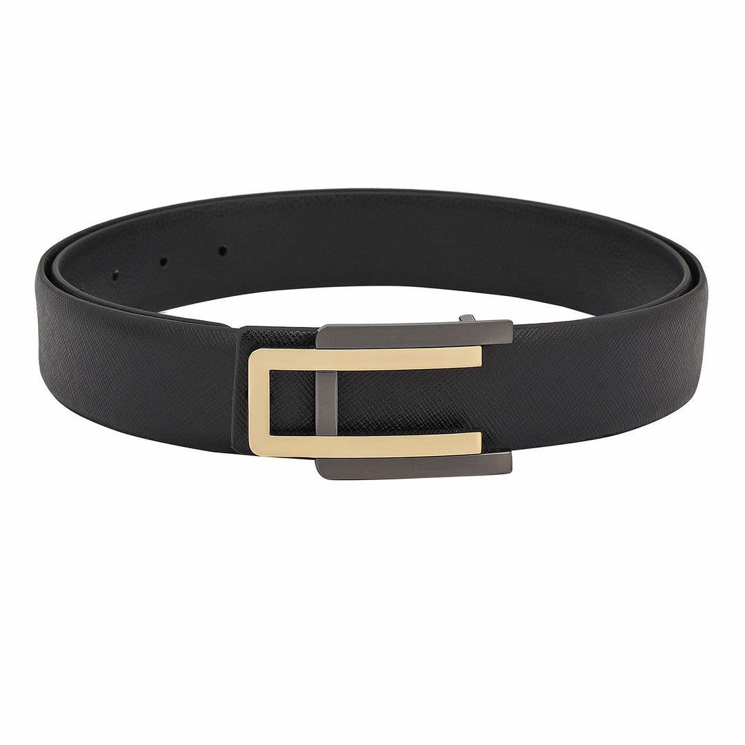 Formal Saffiano Leather Mens Belt - Black