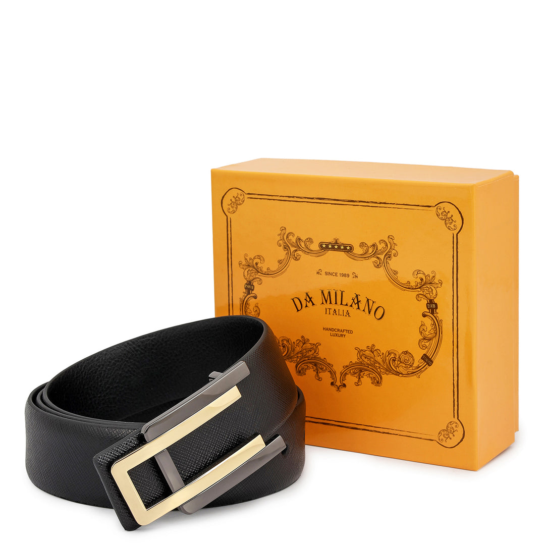 Formal Saffiano Leather Mens Belt - Black