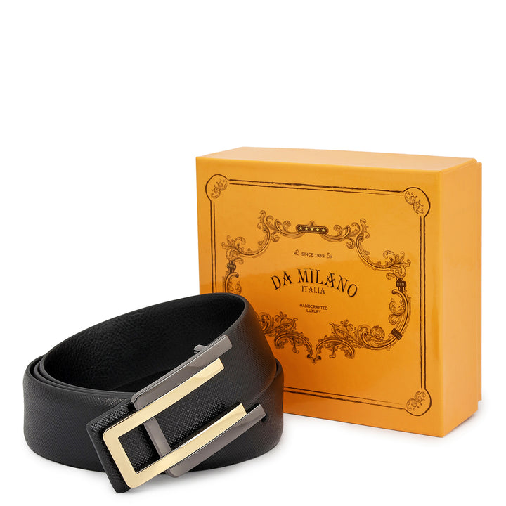 Formal Saffiano Leather Mens Belt - Black