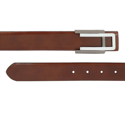 Formal Plain Leather Mens Belt - Cognac