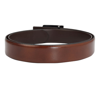 Formal Plain Leather Mens Belt - Cognac