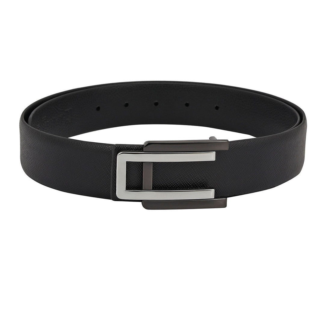 Formal Saffiano Leather Mens Belt - Black