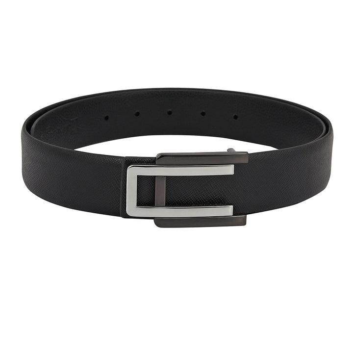 Formal Saffiano Leather Mens Belt - Black