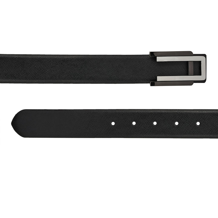 Formal Saffiano Leather Mens Belt - Black
