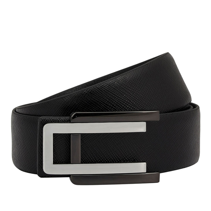 Formal Saffiano Leather Mens Belt - Black