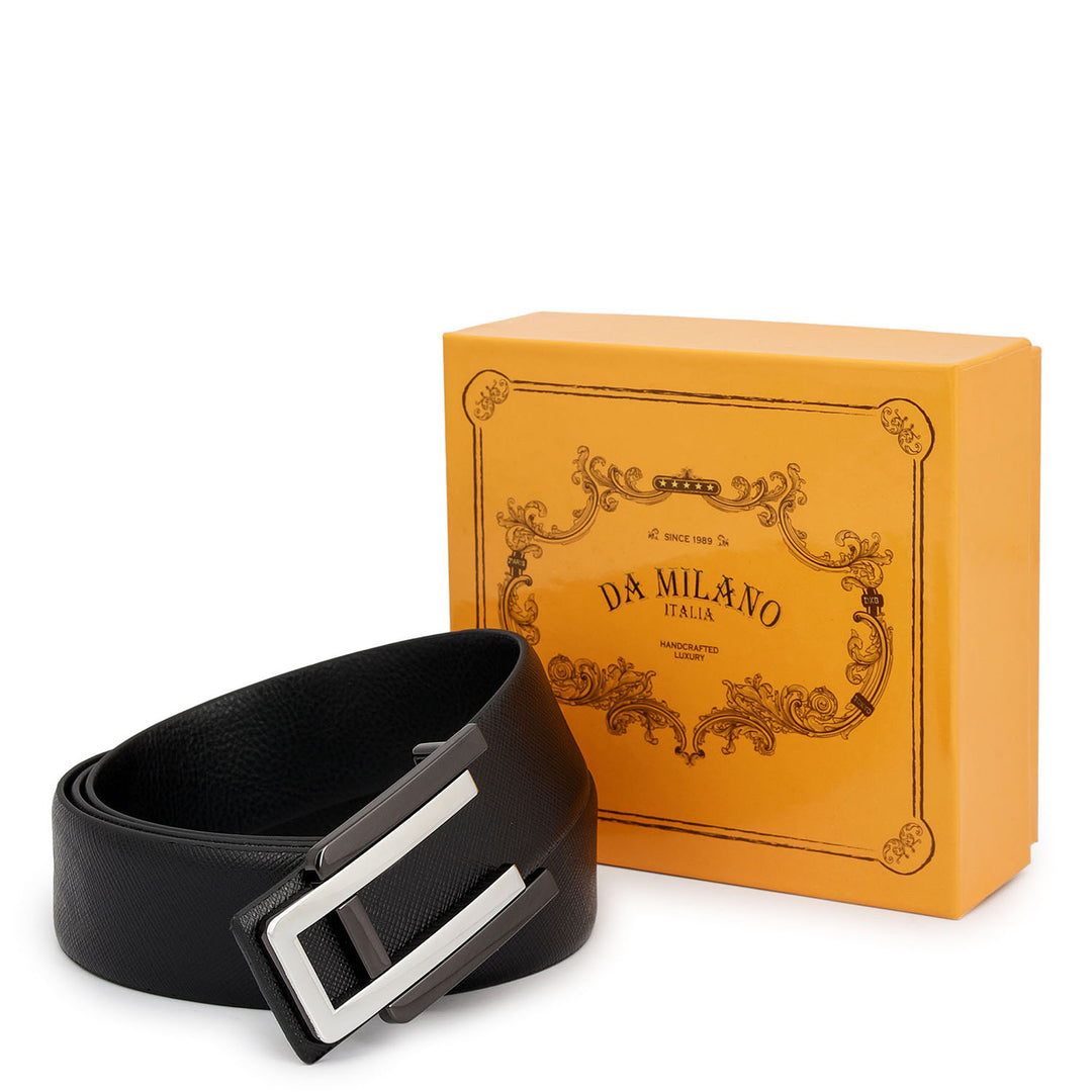 Formal Saffiano Leather Mens Belt - Black