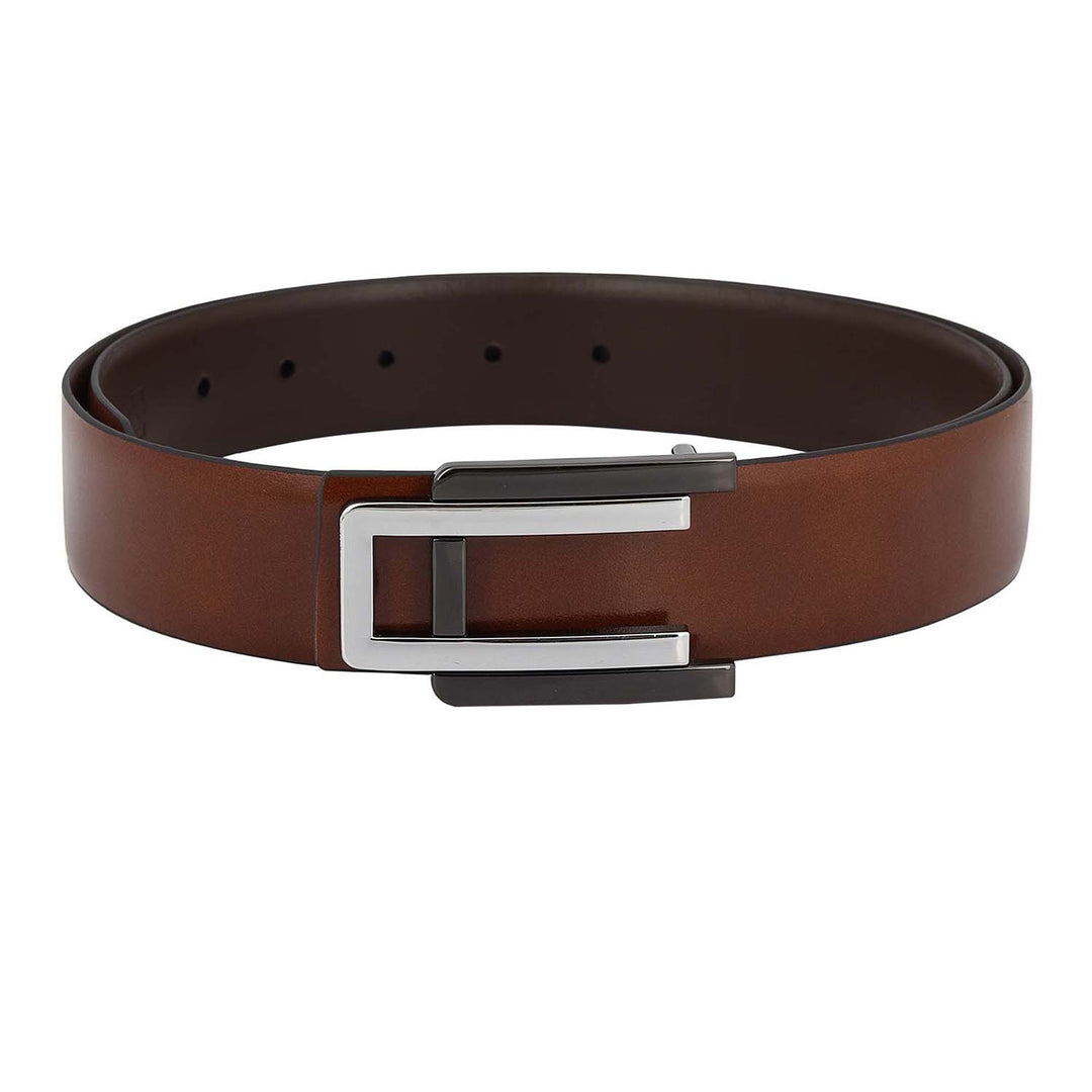Formal Plain Leather Mens Belt - Cognac