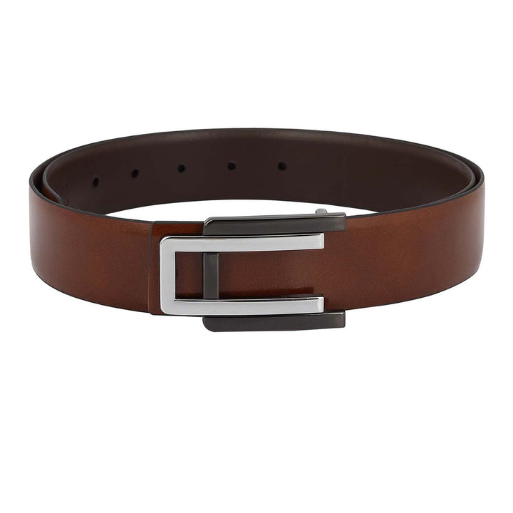 Formal Plain Leather Mens Belt - Cognac