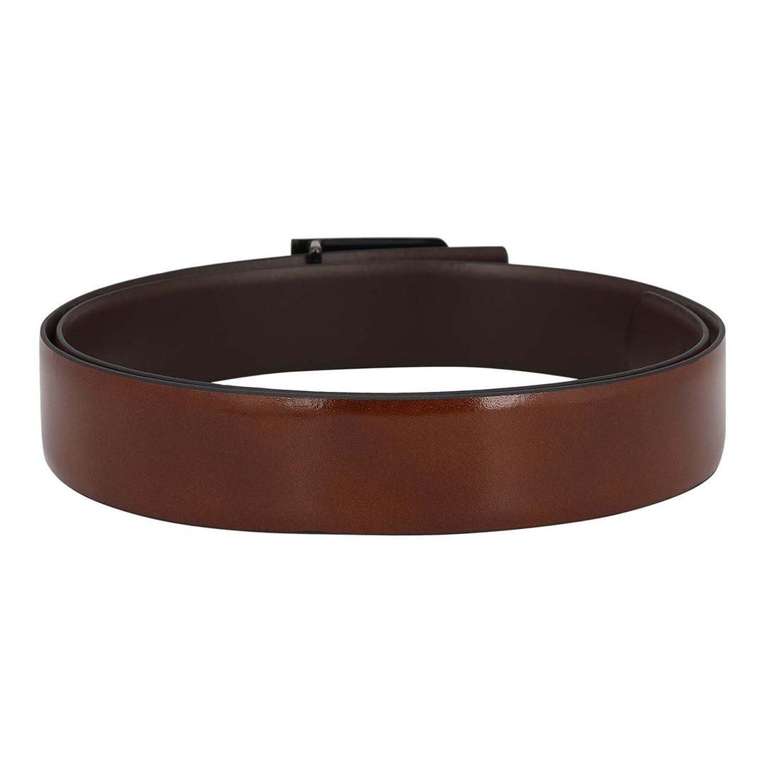 Formal Plain Leather Mens Belt - Cognac