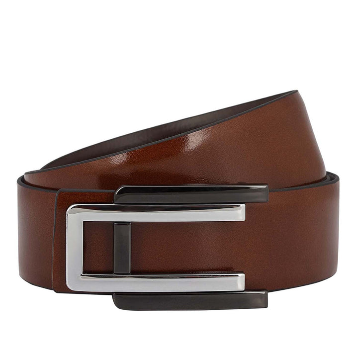 Formal Plain Leather Mens Belt - Cognac