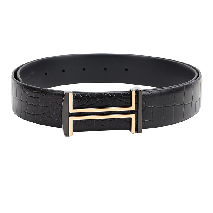 Formal Croco Leather Mens Belt-BLACK
