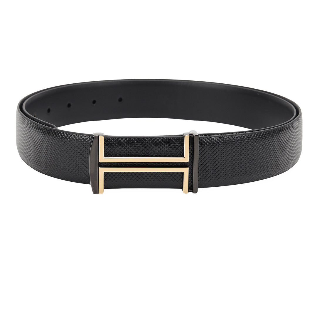Formal Mat-Emboss Leather Mens Belt-BLACK