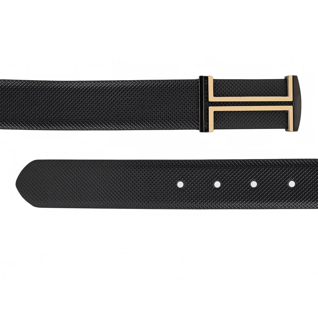 Formal Mat-Emboss Leather Mens Belt-BLACK