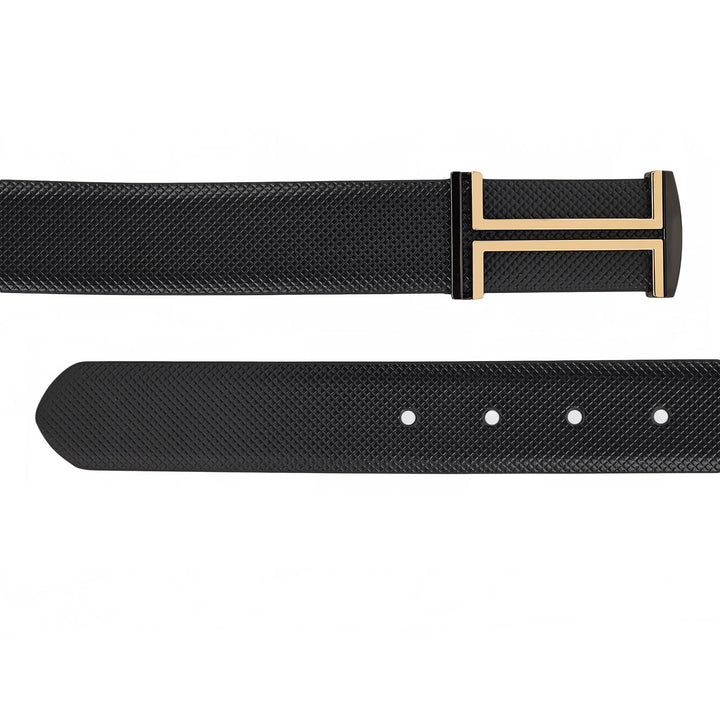 Formal Mat-Emboss Leather Mens Belt-BLACK