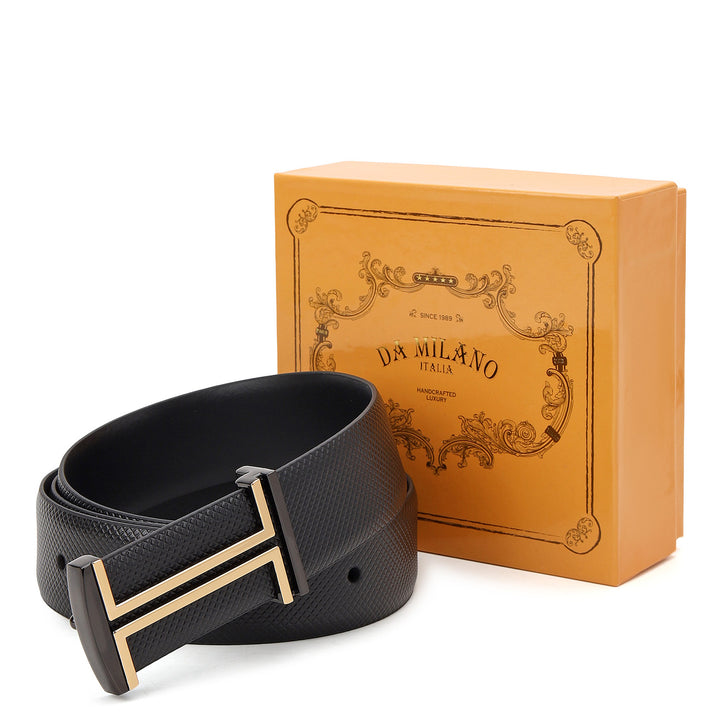 Formal Mat-Emboss Leather Mens Belt-BLACK