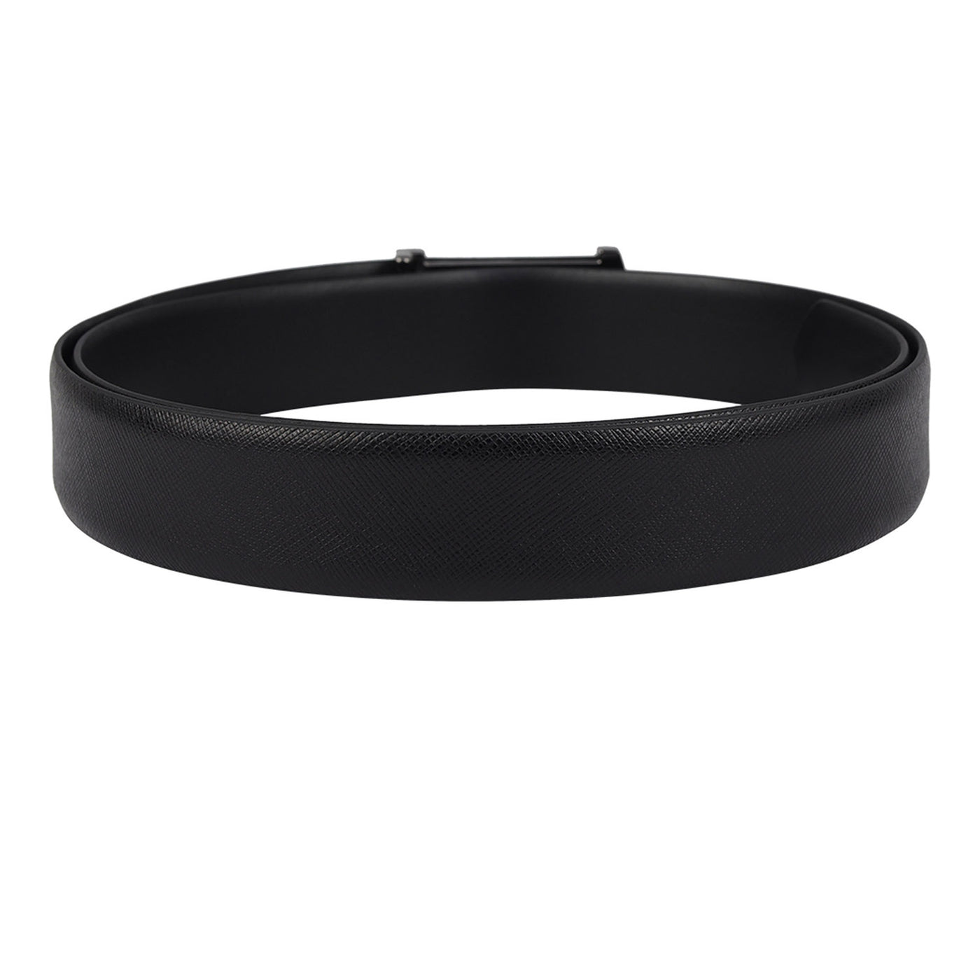 Casual Saffiano Leather Mens Belt - Black