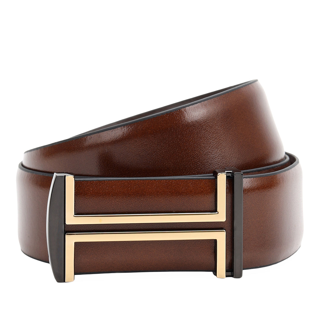 Formal Plain Leather Mens Belt-COGNAC