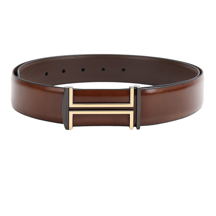 Formal Plain Leather Mens Belt-COGNAC