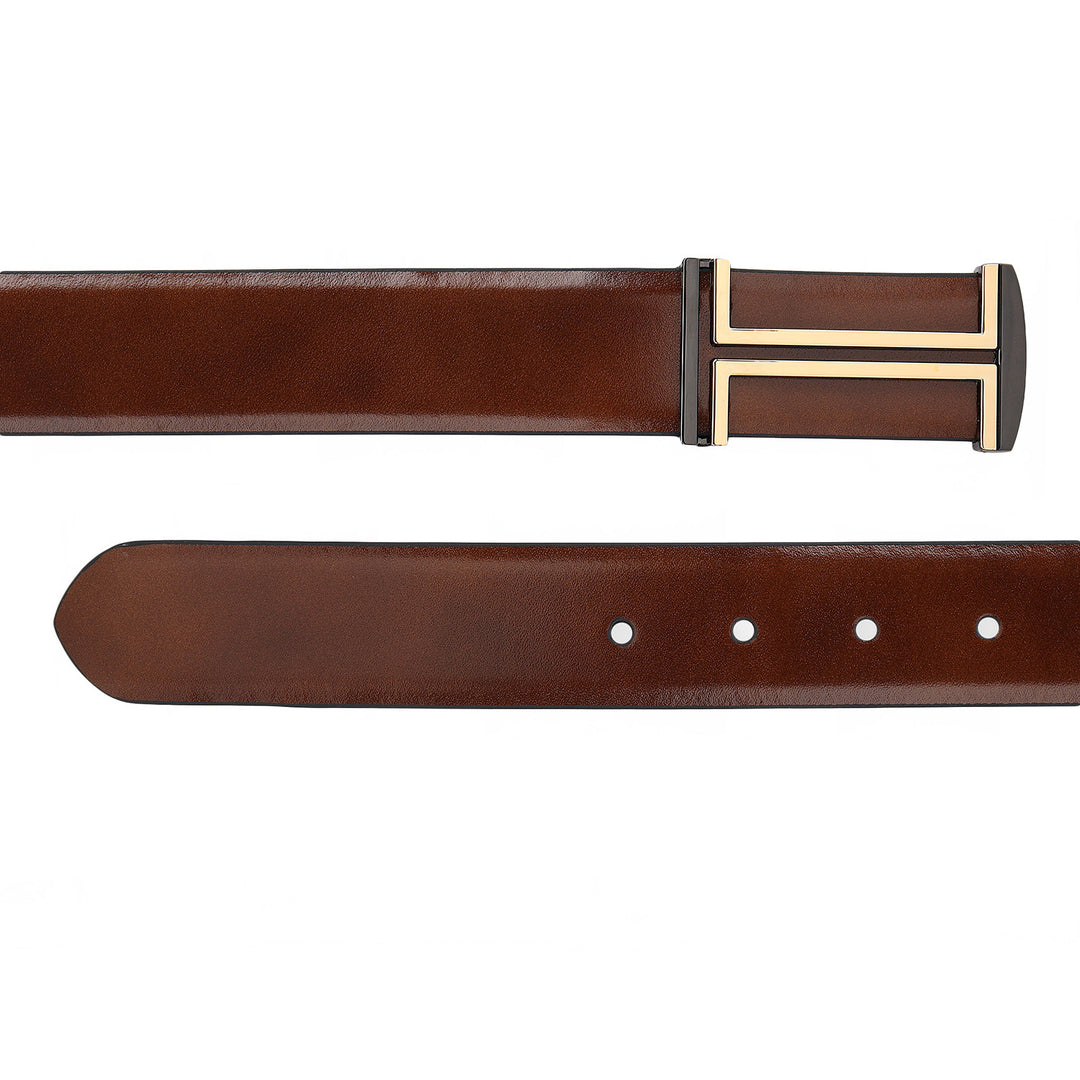 Formal Plain Leather Mens Belt-COGNAC