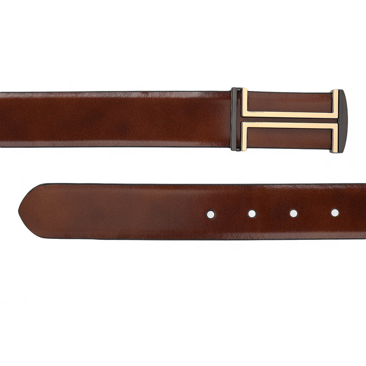 Formal Plain Leather Mens Belt-COGNAC