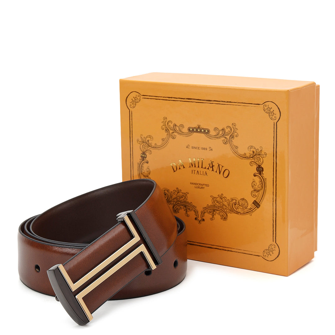 Formal Plain Leather Mens Belt-COGNAC