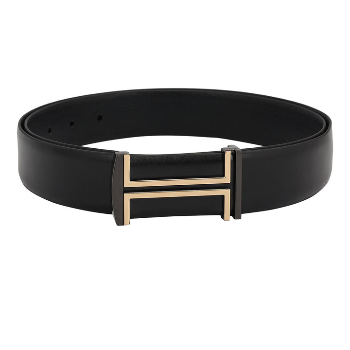 Formal Plain Leather Mens Belt - Black