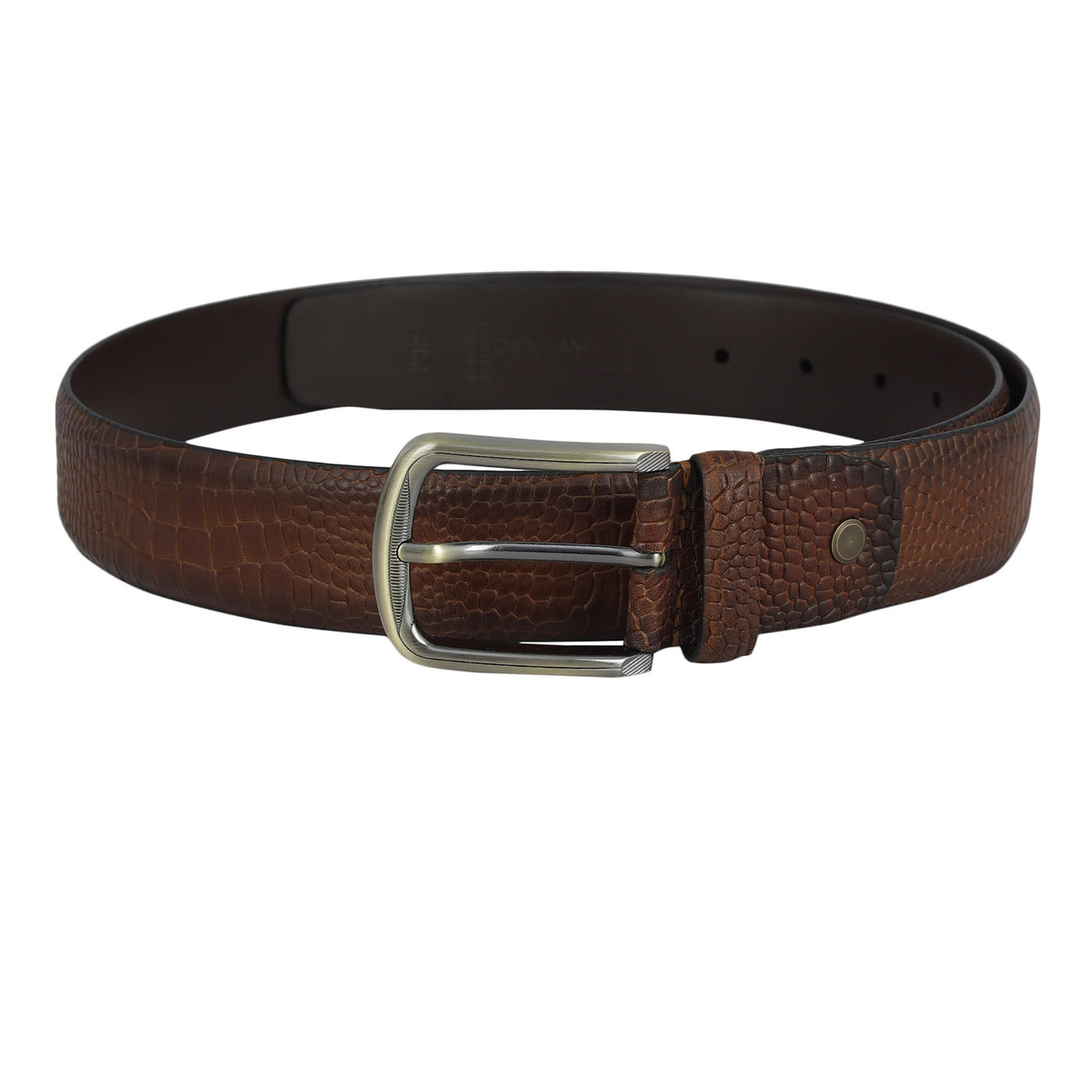 Casual Croco Leather Mens Belt - Tan
