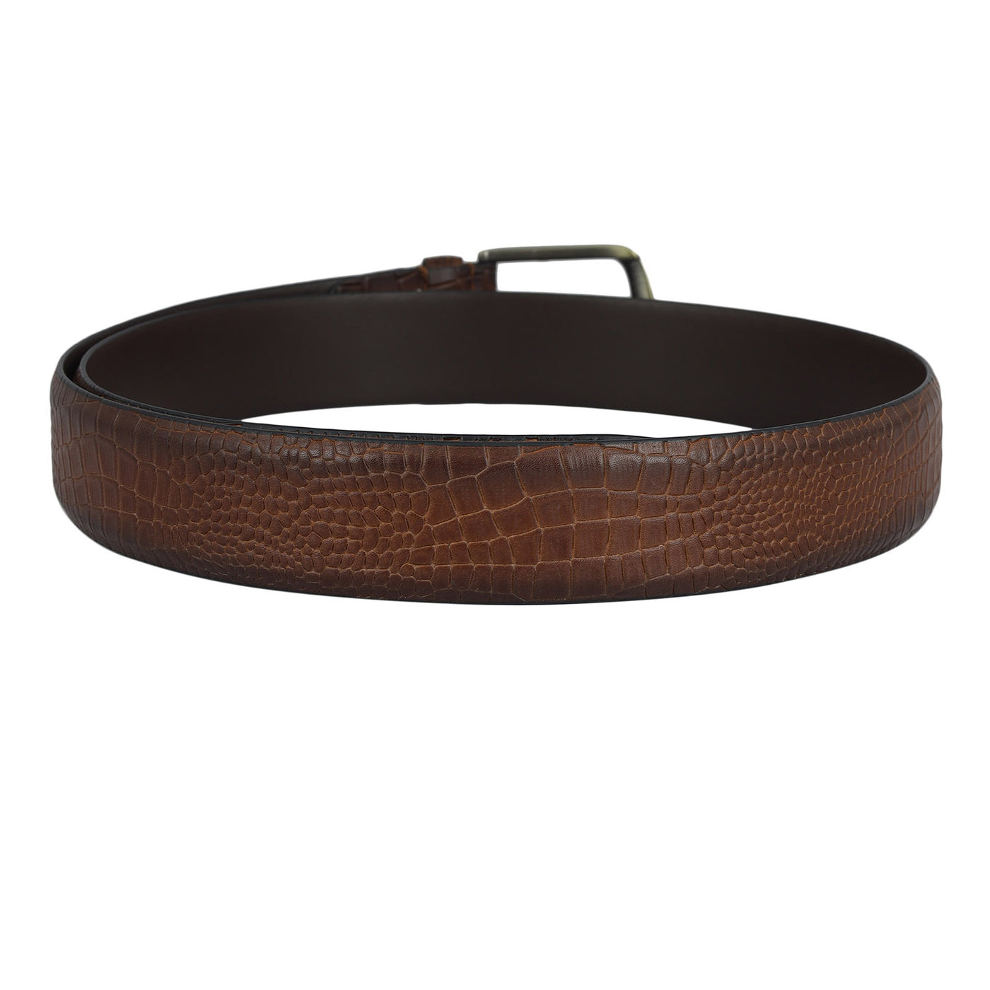 Casual Croco Leather Mens Belt - Tan