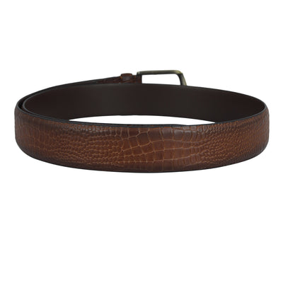 Casual Croco Leather Mens Belt - Tan