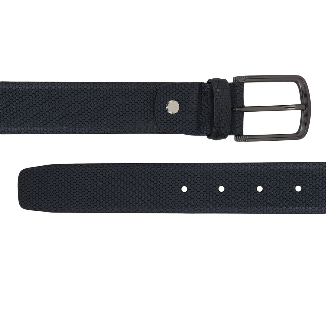 Casual Fish Leather Mens Belt - Navy