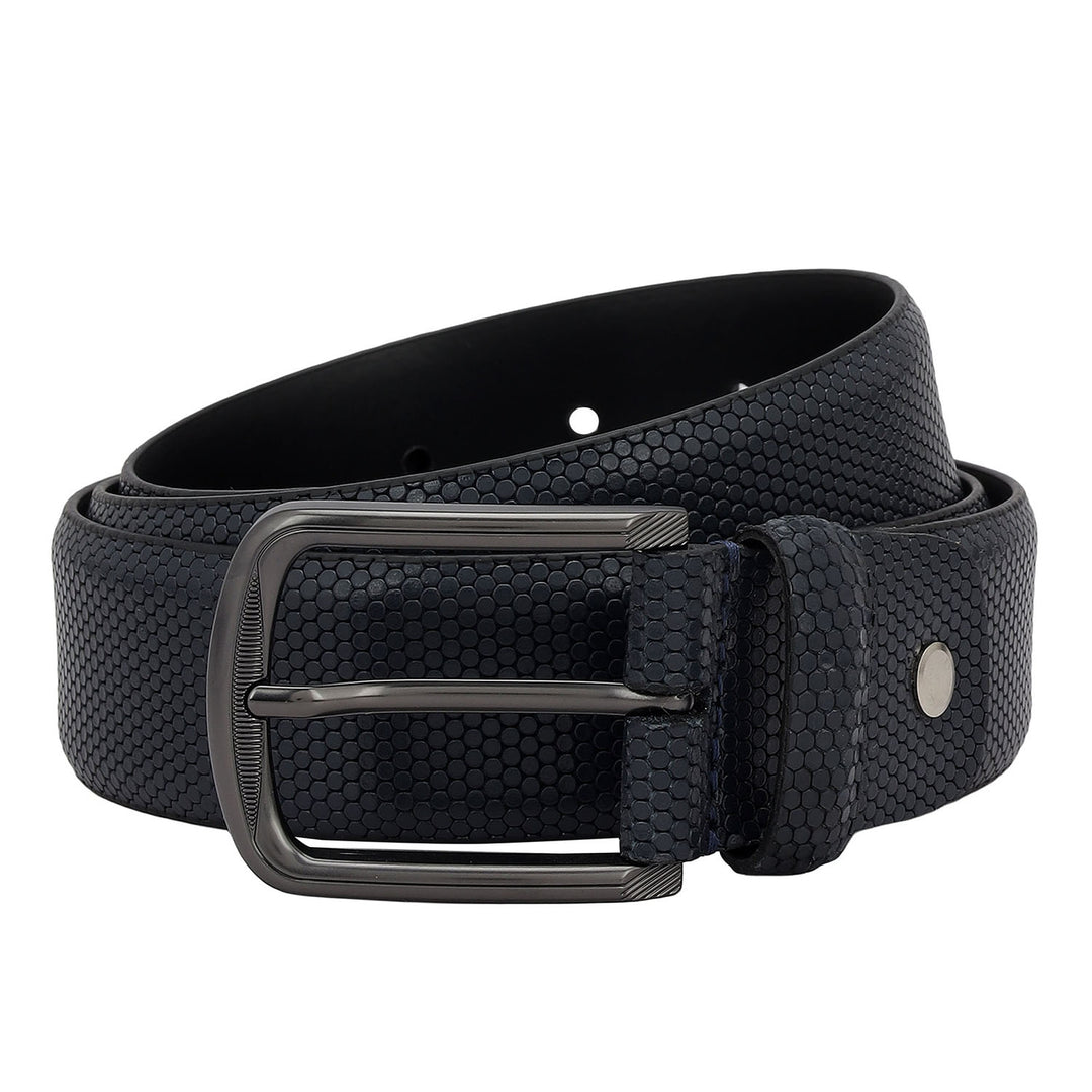 Casual Fish Leather Mens Belt - Navy