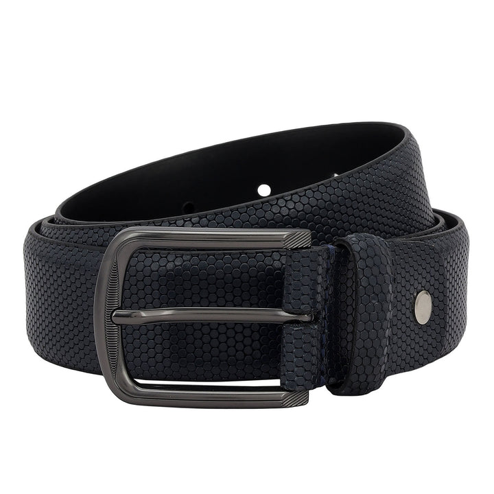 Casual Fish Leather Mens Belt - Navy