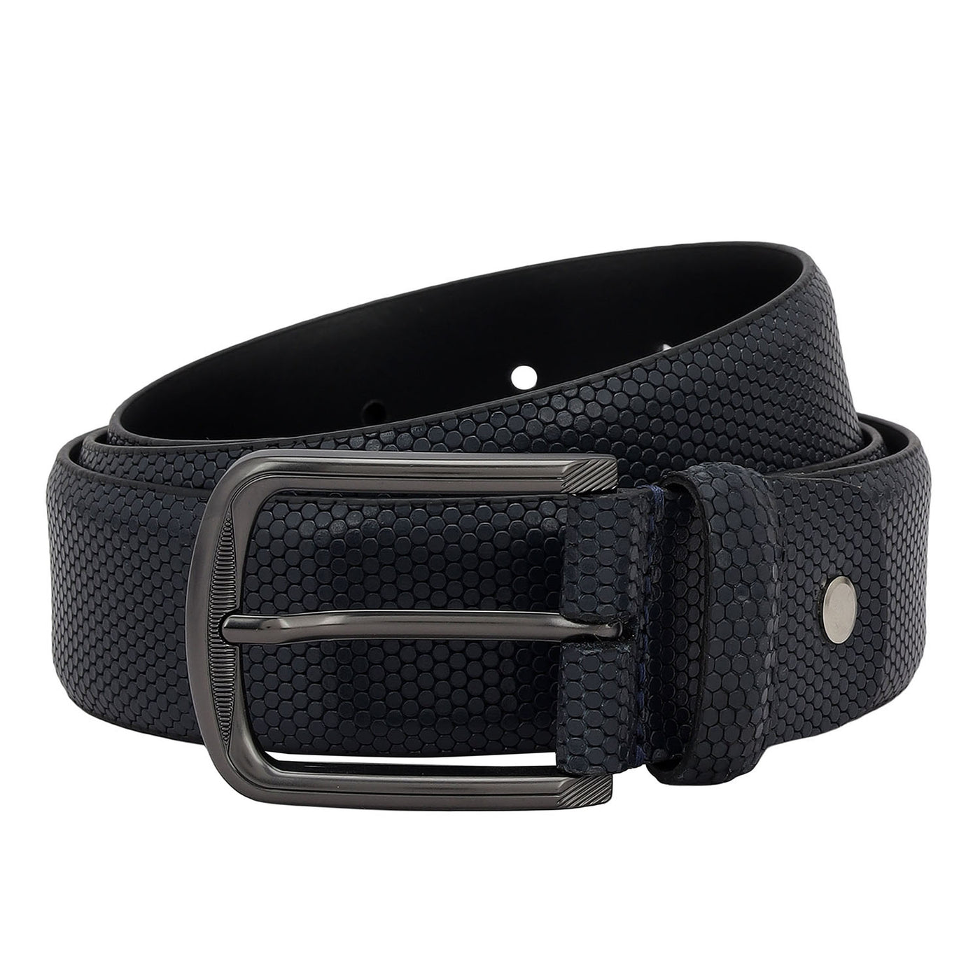Casual Fish Leather Mens Belt - Navy