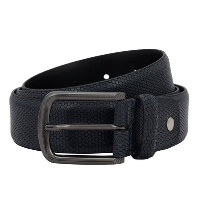 Casual Fish Leather Mens Belt - Navy