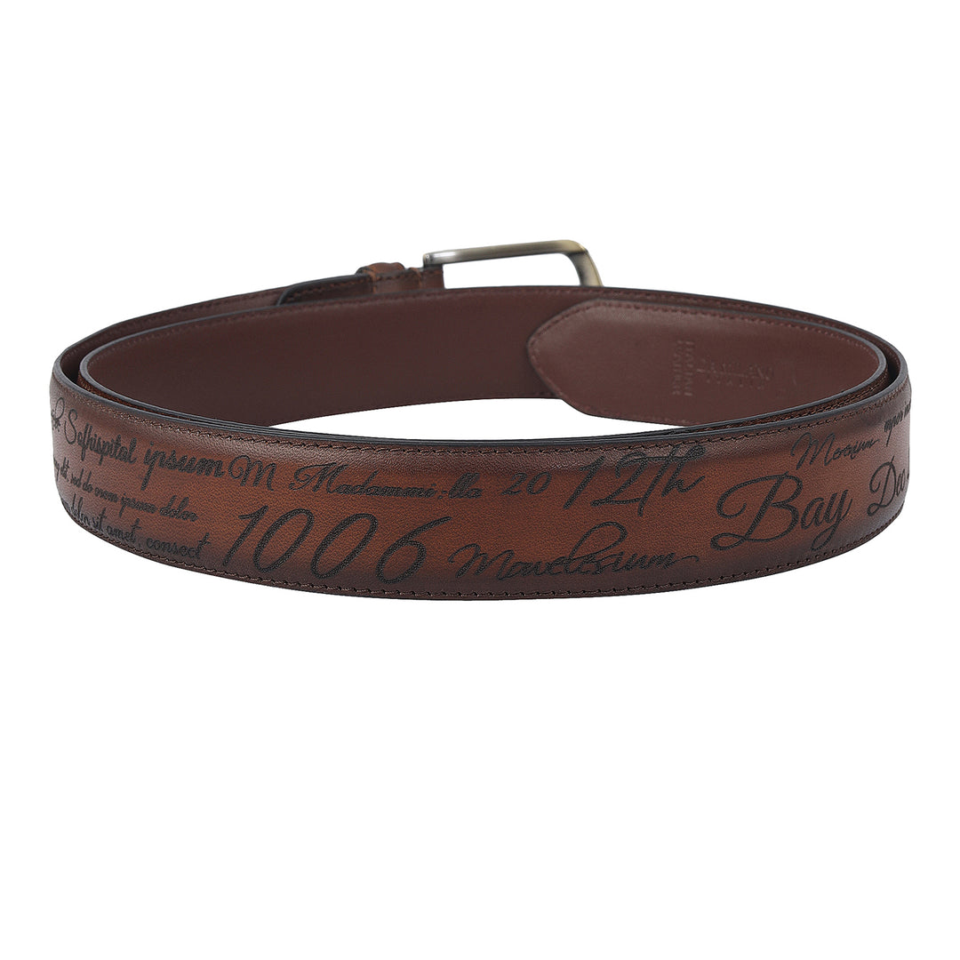 Casual Signato Leather Mens Belt-Cognac