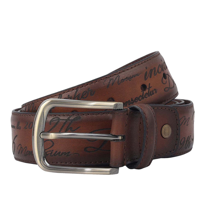 Casual Signato Leather Mens Belt-Cognac