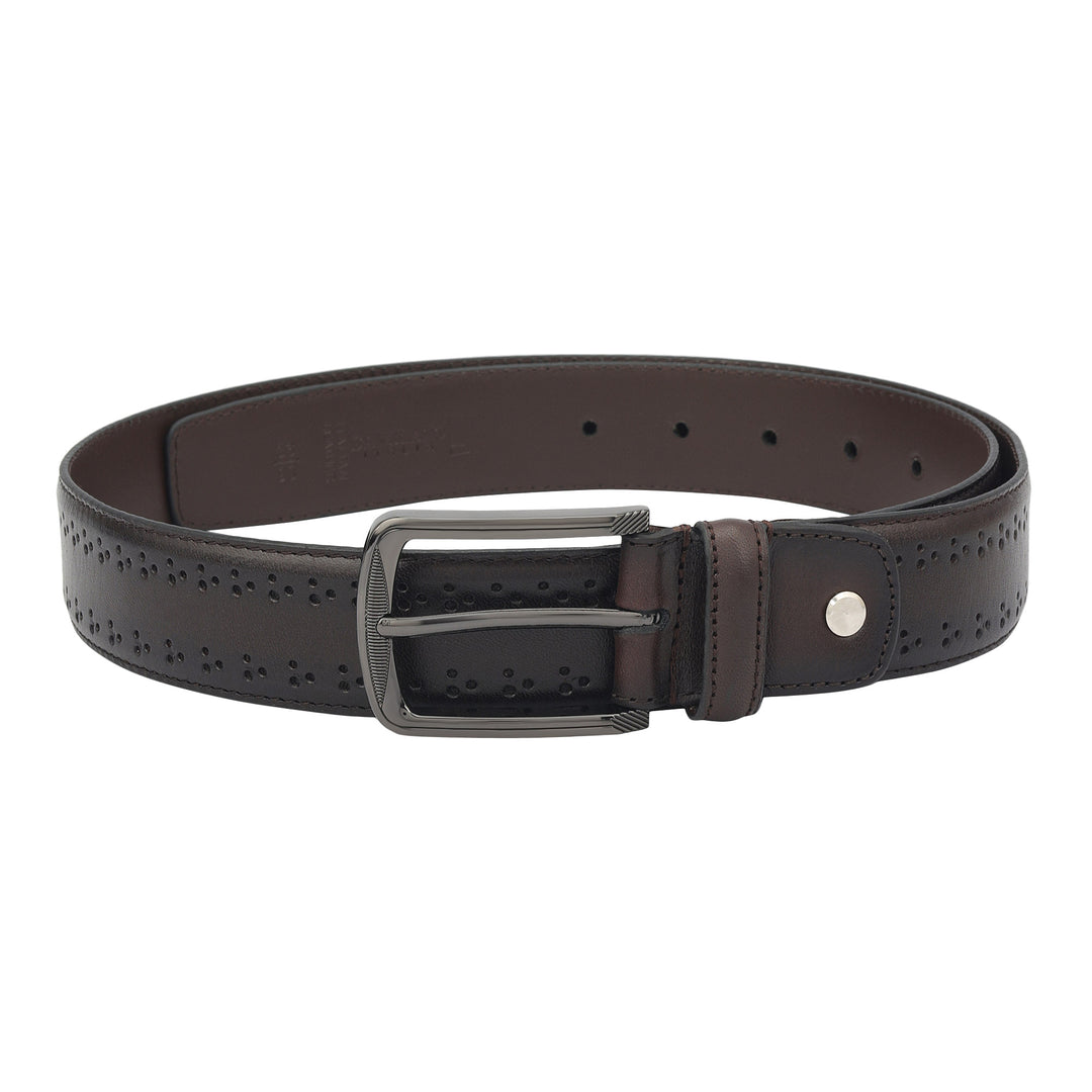 Casual Pun Leather Mens Belt-Brown